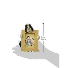 Shih Tzu, Black and White Picture Frame Holds Your Favorite 2.5 by 3.5 Inch Photo, Hand Painted Realistic Looking Shih Tzu Stands 6 Inches Tall Holding Beautifully Crafted Frame, Unique and Special Shih Tzu Gifts for Shih Tzu Owners