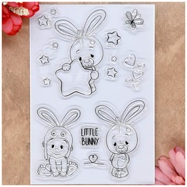 KWELLAM LITTLE BUNNY Star Heart Butterfly Clear Stamps for Card Making Decoration and DIY Scrapbooking