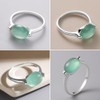 Richight Simple Cabochon Chrysoprase Sterling Silver 925 Natural Stone Large