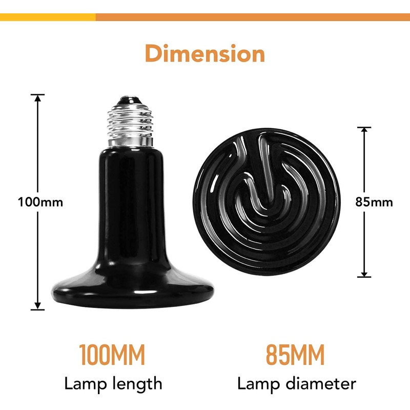 Simple Deluxe 150W Reptile Ceramic Heat Bulb with 8.5 Inch