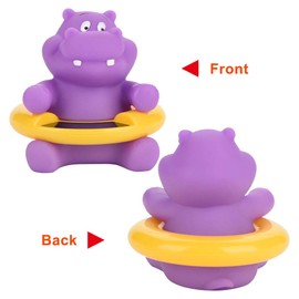 Termómetro PC + Resin Baby Time, Termómetro de baño infantil, Bañera flotante para bebé(Purple hippo)