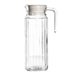 UNIQUE HOME LIVING 1L Glass Water Jug for Fridge, for Cold Water Ice Tea Coffee Milk & Juice Jug Pitcher Ribbed Design with Lid, Spill-Free Spout