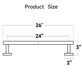 USHOWER Matte Black Towel Bar, 24-Inch Towel Rack for Bathroom Wall Mounted, Thicken SUS304 Stainless Steel Towel Rod Modern Home Decor (Total Length 26-Inch)