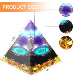 Orgonit Pyramide, Kristall Pyramide Spirituelle Deko, Harz Pyramide Amethyst Obsidian Chakra Deko, Reiki Heilkristallkugel Meditations Heilpyramide Esoterik Geschenke, 6CM