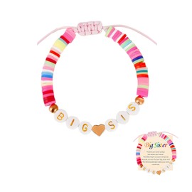 Big Sister Bracelet, Big Sister Gifts Colourful Adjustable with a Card Letter Beads Give Friendship Bracelets to Girls Sisters Birthday Gifts