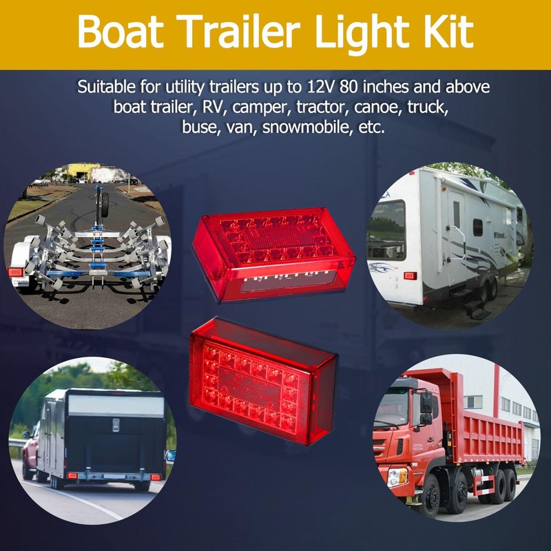 EXERAUO 6inch Boat Trailer Lights LED Kit, Submersible Trailer Light