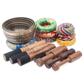 KARMA CRAFTER Singing Bowl Set Kasha Handbeaten Sound Bowl Meditation Set - Select you Chakra - Mantra Itched without Box