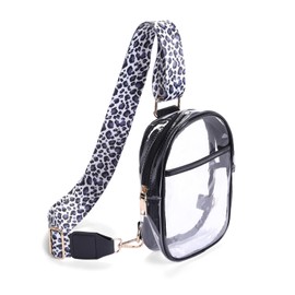 Clear Bag for Stadium Events, Stadium Approved Clear Crossbody Bags for Women Men, Small Clear Concerts Game Day Purse Bag (Black 05)