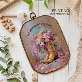 Yjeslw Christian Western Cowgirl Octagon Wall Art Decor, Vintage Wildflower Cowgirl Bible Verse Framed Canvas Prints, Western Wall Hanging Decorations for Girly Bedroom Room Dorm Decor Sculptures, 10.2x7 Inches