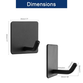 NearMoon Adhesive Hooks- Heavy Duty Bathroom Wall Hooks Waterproof Stainless Steel Towel Hangers Stick on Wall Clothes Holders for Bathroom Kitchen Home, 5 Pack (Matte Black)