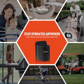ProSSS Treadmill Cup Holder Water Bottle Holder with Two Adjustable Straps, Armrest Organizer Universal Crossbar Drink Holder for Stroller, Bike, Wheelchair, Golf Cart, Walker