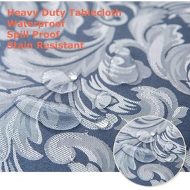 Tektrum Heavy Duty 60 X 102 inch Rectangular Damask Jacquard Tablecloth Table Cover - Waterproof/Spill Proof/Stain Resistant/Wrinkle Free - Great for Banquet, Parties, Dinner, Wedding (Stone Blue)