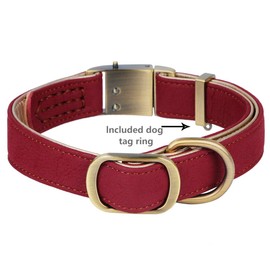 chede Basic Classic Luxury Padded Leather Dog Collar,The Seatbelt Buckle,for Large Medium Pets