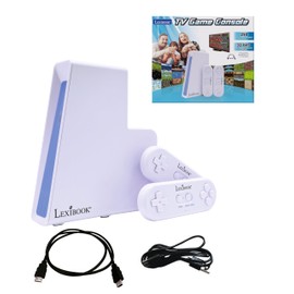Lexibook, TV game console with 2 wireless controllers, 250 games, 32-bit graphics, TV connector, JG7440, White