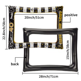 AIBAOBAO 40 Geubrtstag Photo Box Accessories, Pack of 35 40th Photo Props and Inflatable Picture Frame Photo Booth Decoration, Happy Birthday Selfie Frame for Women Men Parties Festivals Wedding