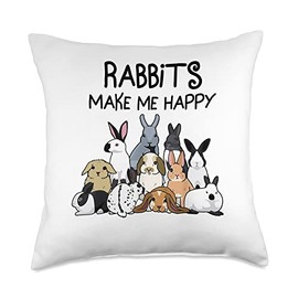 Cute Rabbit Species Rabbit Lovers Rex Lop Cottontail Flemish Throw Pillow