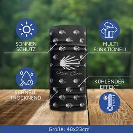 Buen Camino Multifunctional Scarf - Ultralight Tube Scarf for the Camino de Santiago Bandana with Cooling Effect, Quick-Drying, Seamless, Breathable, black