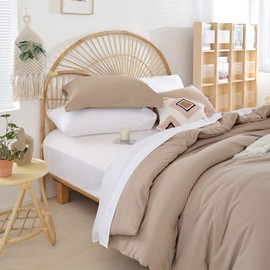 weigelia King Size Comforter Set Boho Taupe Comforter Set Bed in a Bag Bedding Set 7PC King Comforter Set with Sheets - Reversible Soft Microfiber Comforter for All Season