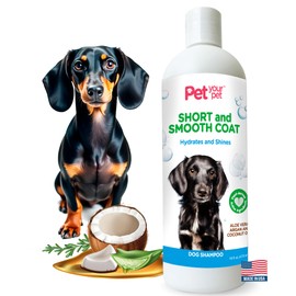 Pet Your Pet Natural Dog Shampoo for Short Coats – Hydrating Wash with Aloe, Argan & Coconut Oil – Deodorizing for Dachshunds, French Bulldogs & Boxers, Labrador Retriever – 16 oz