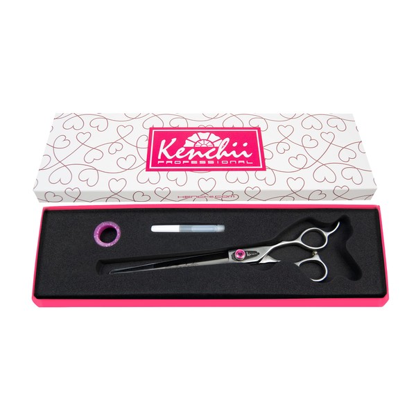 Kenchii Dog Grooming Scissors | 8 Inch Shears | Straight Scissors for Dog Grooming | Love Collection Dog Shears | Pet Grooming Accessories | Pet Hair Trimming Scissor