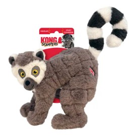 Juguete de peluche mediano Lemure de Kong Scampers para perros, color gris