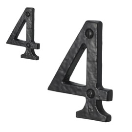 Antique Black Door Numbers Screw On 3 Inch Cast Iron Number 4 Door Number Elegant and Bold Door Numerals Suitable for All Door Types Including Wooden uPVC and Composite.