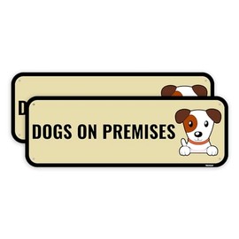 2PC Dog On Premises Sign, 10 x 3.5 Inches - Aluminum - Dog Present In Yard Property No Trespassing Sign