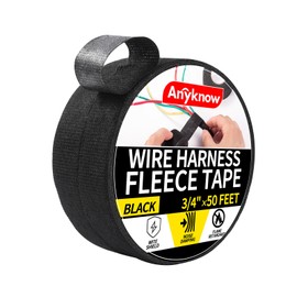 Self-Fusing Wire Harness Tape and Harness Wrap - Fabric Tape, Heat Resistant for Automotive Wiring Harness, Wire Loom Protection with Anti-Abrasion & Noise Reduction (3/4 Inchx50 Ft, 2Rolls, Black)​