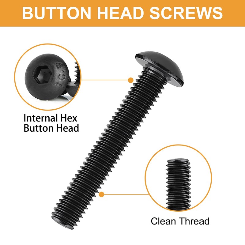 VIGRUE 288PCS M6 M8 Button Head Hex Socket Cap Screws