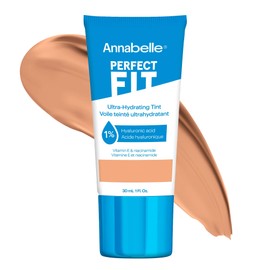 Annabelle Perfect Fit Ultra-Hydrating Tint, Medium, Lightweight Tinted Veil, with Hyaluronic Acid, Waterproof, Long-Lasting, Cruelty-Free, Vegan, Oil-Free, Paraben-Free, Non-Comedogenic, 30 mL
