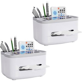 Multifunctional Rectangular Tissue Box Cover with Storage Organizer – 2-Piece Napkin Holder & Paper Dispenser for Living Room, Bathroom, Bedroom, Kitchen, Office – Remote Control Holder