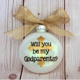 Wondermom Creations "Will You Be My Godparents?" Godparent Proposal Handcrafted Christmas Ornament