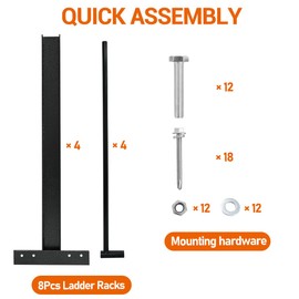 Liouedf Adjustable Roof Ladder Racks for 4'-7' Enclosed Trailers/Cargo Vans/Trucks: Heavy-Duty Black 2-Pack w/Bolt-On Mounting