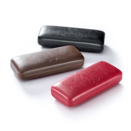 FEFI - Hard Case Glasses Case in Leather Look with Glasses Embossing - Brown