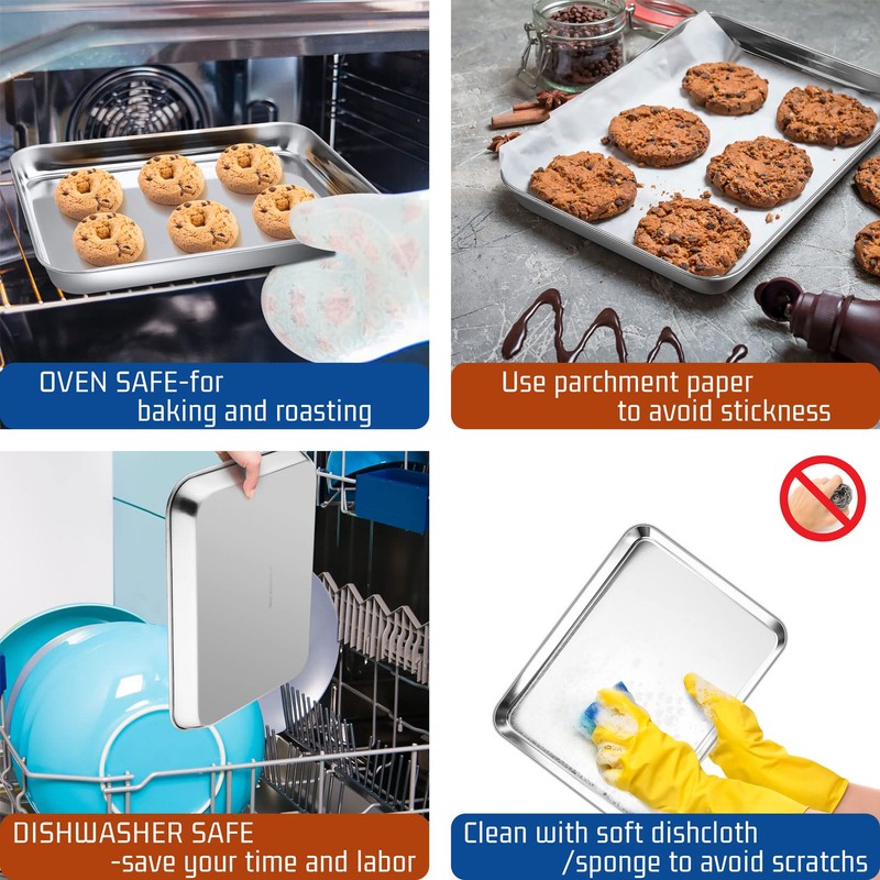 P&P CHEF 10.5 Inch Baking Cookie Sheet, Oven Pan Tray