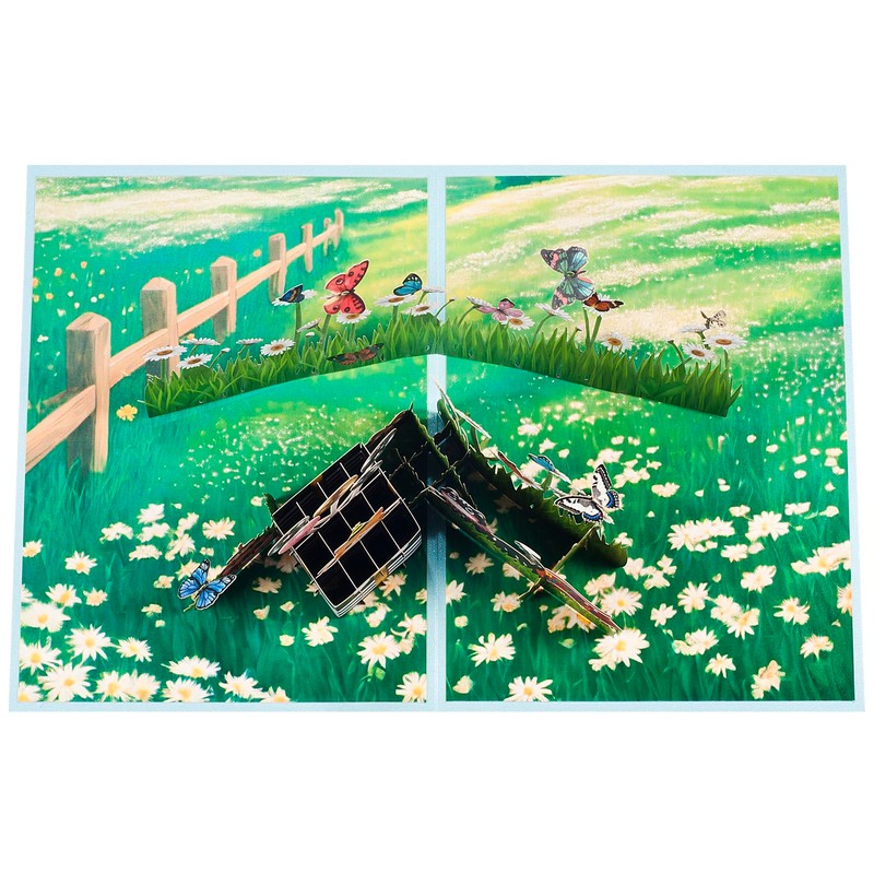 Pop-up Birthday Card, 3D Cat and Butterfly Card for Family,