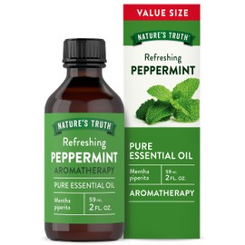 Nature's Truth Peppermint Essential Oil Pure | 2 fl oz | for Diffuser, Aromatherapy, and Massage | Value Size | Plant Based, Non-GMO & Gluten Free