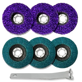 CYLBAQ 115 mm CSD Sanding Disc, Pack of 6 Grinding Discs 115 Metal CSD Disc Cleaning Disc, Cleaning Disc, Coarse Cleaning Disc, Nylon Fabric Disc with Angle Grinder Key