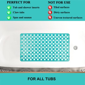 Bath Mat for Tub, 30 x 17 inch Non Slip Bathtub Mat Machine Washable Shower Mat with Suction Cups, Quick Drain Bathtub Mat for Bathroom