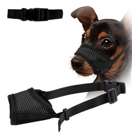 WLLHYF Nylon Muzzle for Dogs, Adjustable Loop, Breathable, Soft for Small, Medium Dogs, Prevents Biting, Chewing and Barking (Black, M)