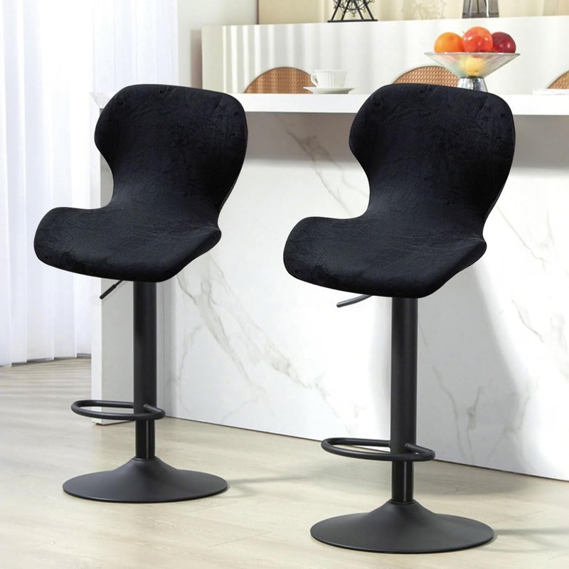 Daunkang Bar Stool Covers with Back Velvet Stretch Counter Height