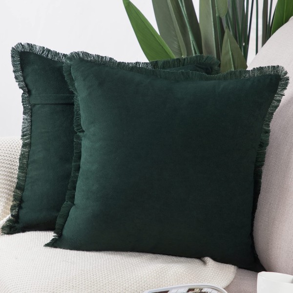 Madizz Set of 2 Suede Cushion Covers with Fringe Tassels