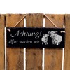 Slate Door Sign with German Text "Achtung ! Hier wachen