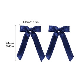 Dark Blue Hair Bows Hair Clips 2 Pack Bow Hair Clip for Women and Girls, Hair Bows with Long Ribbon for Wedding Birthday Valentine’s Day