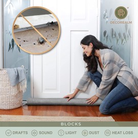 Under Door Draft Stopper and Blocker, Draft Guard for Doors and Windows, Decorative Fabric Cylinder Blocker Provides Weighted Door Insulation by DECOREALM (Grey, 36 Inches)