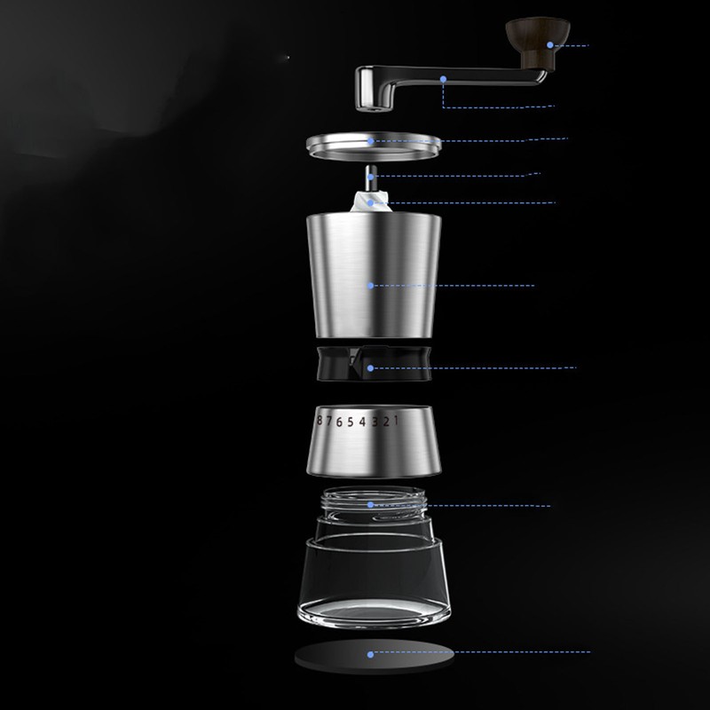 Manual Coffee Grinder 304 Stainless Steel Portable Hand Crank Coffee