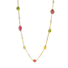 ALRNBY Colorful Flower Choker Necklace for Women Boho Trendy Gold Chain Necklace Stainless Steel Beaded Chain Necklace Cute Dainty Jewelry Gift Non Tarnish (Color 2 Colorful Stone)