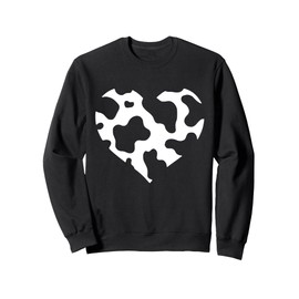 Hey Cow Print Heart Pattern Cowhide Spot Graphic Dudes Tee Sweatshirt, black