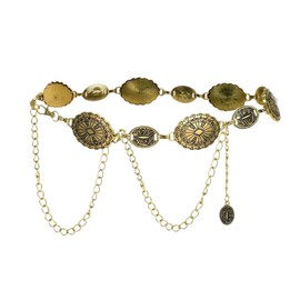 Vintage Western Cowgirl Belt for Girls Women Boho Y2k Grunge Accessories Gold Metal Chain Belts for Girls Women Retro Country Concert Dress Belt for Skirts Jeans Boho Waist Belts Cowgirl Accessories