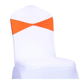 MDS Pack of 250 Spandex Chair Sashes Bows Elastic Stretch Dining Chair Bands Ties Without Slider Buckle Universal fits for Wedding Baby Shower Birthday Party Banquet Event Decoration - Orange